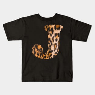 Letter J leopard print Kids T-Shirt